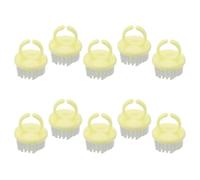 SKISUNO 10 Pièces Brosse à Ongles en Anneau Jaune pour Manucure, Outil Polyvalent en Polystyrène Poils Pp, Poignée Ergonomique pour Nettoyage Détaillé des Ongles