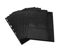 SKISUNO 10 pièces Double-Face Noires pour Album Timbres Pochettes de Rangement Standard pour Collectionneurs Pages Perforées Flexibles pour Présentation et Organisation de Timbres