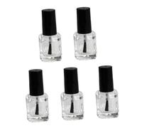 SKISUNO 10 Pièces Flacons Vides à Ongles avec Pinceau Intégré Bouteille Carrée Transparente Verre Fuite pour DIY Nail Polish