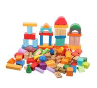 SKISUNO 100 pièces Blocs de Construction Bois Naturel Éducatif Empilable pour Tout Petits Développement Motricité Fine et Reconnaissance Formes Couleurs