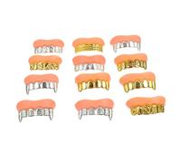SKISUNO 12 pièces Fausses Dents Zombies Réalistes pour Cosplay et Fête Halloween Accessoires Dentier Imitation Vampire pour Déguisement Original