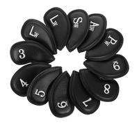 SKISUNO 12 Pièces Housse de Tête de Putter de Golf, Couvre-tête de Golf, PU, Noir, Forme Maillet, Protège Les Chocs Dommages en Voyage, Jeu