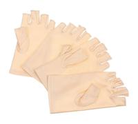 SKISUNO 2 Paires Mitaines Demi-Doigts Anti-UV en Soie Glacée et Spandex, Protection Solaire Respirante pour Cyclisme et Manucure, Légères et Extensibles Beige