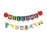 SKISUNO 2 Pièces Bannière Welcome Back To School Drapeaux Décoratifs Colorés pour Fête de Rentrée Scolaire Accessoires Suspendus pour Décoration de Salle de Classe