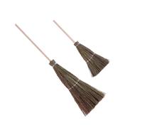 SKISUNO 2 Pièces Mini Balai Décoratif Paille Naturelle Accessoire Réaliste Bois pour Maison de Poupée Lot de Balais Miniatures pour Jeu et Décoration