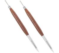 SKISUNO 2 Pièces Stylo Nail Art Double Ended avec Pointe Silicone et Manche de Santal Outils de Sculpture pour Dessin Embossage et Décoration Ongles Usage Professionnel et Débutant