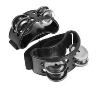 SKISUNO 2 pièces Tambourin de Pied avec Sangle Élastique Réglable Instrument à Percussion Clochettes pour Musiciens Chanteurs et Groupes Noir