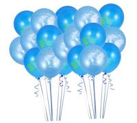 SKISUNO 20 Pièces Ballons Imprimés Carte Monde Bleu et Foncé Décorations Fête et Rentrée Scolaire pour Classe