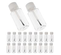 SKISUNO 20 Pièces Flacon de Manucure en Plastique Transparent de 20ml avec Pinceau, Distribution, Bouchon Pinceau, pour Nail Art et Fêtes