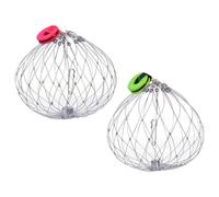 SKISUNO 2pcs Cage à Crabes en Fil d'acier Argenté, Piège Léger Système D'ouverture Automatique, Pêche aux Crabes en Lacs et Rivières Couleur Aléatoire