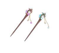 SKISUNO 2pièces Épingle à Cheveux Bois Vintage Avec Style National Fleur Accessoires Pour Cheveux Pour Femme Mariée Bleu Lot De Bâtons à