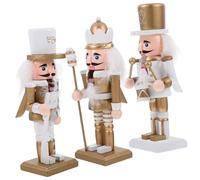 SKISUNO 3 Pièces Nutcracker Christmas Wooden Figurines Holiday Decorations for Interior Noël Festive Charm
