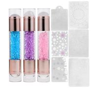 SKISUNO 3pcs Tampons à Ongles en Silicone et Acrylique Double Tête Outil de Stamping pour Nail Art Transfert de Motifs Pratique Manucure Coloré pour Femmes Manucure DIY Couleur Aléatoire