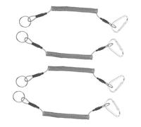 SKISUNO 4 pièces Lanière de Sécurité Élastique Acier Inoxydable Cordon Spiralé Robuste avec Mousquetons D pour Activités Extérieures Corde de Maintien Extensible Polyvalente