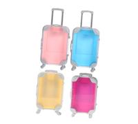 SKISUNO 4 Pièces Mini Valise de Rangement Maquillage Transparente Boîte de Rangement pour Cils Voyage Compacte avec roulettes et Poignée Mallette Plastique Claire Pratique et