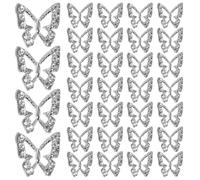 SKISUNO 50 décorations pour ongles argentées - Petites breloques métalliques pour ongles en acrylique - Fournitures de manucure pour salon et domicile