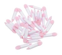 SKISUNO 50 Pièces Kit de Pinceaux Silicone Double Embout pour et Yeux Applicateur et Fards à Paupières Portable Rose pour Masques Gloss et Ombres à Paupières