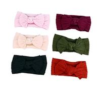 SKISUNO 6 pièces Bandeaux Élastiques Nylon avec Nœuds pour Garçon Fille Fille Accessoire Doux et Sécurisé pour et Tout Petits Cadeau pour Photographies et Occasions Spéciales