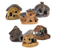 SKISUNO 6 Pièces Décoration Micro Paysage Maison Miniature en Résine, Petit Logement Décoratif Style Rustique, pour Scène DIY et Terrarium, Couleur Café, sans Entretien, pour Amis