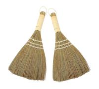 SKISUNO Balais Paille de Riz Lot de 2 Balai à Main Naturel Petit Modèle Nettoyage Sols et Meubles pour Usage Domestique et Professionnel