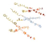SKISUNO Bijoux Dreadlocks Naturels 6 Pièces Pendentifs en Pierre pour Tresses, Légers et Résistants, Versions Longues et Courtes, Accessoires Coiffure pour Occasions Spéciales