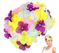 SKISUNO Bonnet de Bain à Fleurs pour Femmes, Taille L, en Nylon Réutilisable, Facile à Porter, Style Élégant Pétales Floraux pour Natation et Baignade