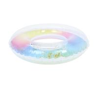SKISUNO Bouée de Natation Gonflable Transparente avec Paillettes Anneau Flottant Arc-Ciel Dégradé pour Adultes Accessoire de Plage et Piscine Sûr et Pratique