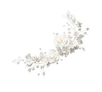 SKISUNO Bride Wedding Headpiece With Copper Wire And Polymer Clay Flower, Elegant Silver Hair Accessory For Christmas And Party Decorations