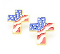 SKISUNO Broches Drapeau Américain en Alliage de Zinc, Lot de 4 Pièces de Croix, Épingles Solides Adaptées aux Événements Décontractés et Fêtes