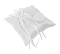 SKISUNO Coussin pour Alliance Carré Blanc en Tissu, Motif Floral de Mariage