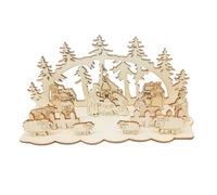 SKISUNO Décoration de Noël en Bois DIY 3 Ensembles Scène Nativité Créative pour Bureau et Chambre Ornement Décoratif de Table