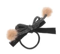 SKISUNO Élastique à Cheveux Doux et Flexible Accessoire Stylé en Peluche Noir pour Queue de Cheval Usage Quotidien et Fêtes