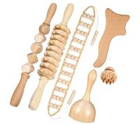 SKISUNO Ensemble de 6 Outils de Massage en Bois Khaki pour Soulager la Fatigue et Apaiser les Muscles, Travail de Bureau Prolongé