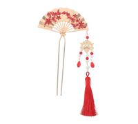 SKISUNO Épingle à Cheveux Fleur Métallique avec Pompon Épingle Traditionnelle Chinoise Style Éventail Accessoire pour Mariage et Fête Pince à Cheveux Mode