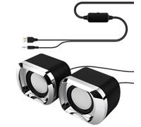 SKISUNO Haut-Parleur D'ordinateur Multimédia USB Noir, Mini Enceinte Portable Stéréo en Plastique, Lot de 2 pour PC Portable et Bureau, Son Clair et Alimentation USB