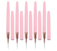 SKISUNO Kit de 5 Pinceaux et Stylos pour Nail Art Manches Roses Pinceaux de Précision pour Ongles Outils pour Peinture Gel et Dessin Fin pour Manucure Maison et Décoration