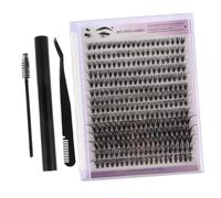 SKISUNO Kit Extension Cils Cluster DIY avec Colle Douce Pince Courbée et Brosse Complet pour Extensions de Cils Individuels Outils Portables pour Application Facile et Retrait