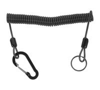 SKISUNO Lanière à Ressort Extensible 2m Corde de Sécurité en Acier Inoxydable Noire pour Pêche Kayak et Activités Plein Air, Rallonge Portable Anti-Perte pour Canne à Pêche et Outils