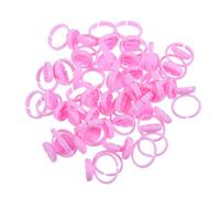 SKISUNO Lot De 100 Bagues Tasses Ovales Pour Extensions De Cils, Support D’anneau Pratique Et Portable En Plastique Rose, Outil Maquillage Précis Pour Pigments Et Tatouage Professionnel