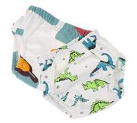 SKISUNO Lot de 2 Culottes D'apprentissage pour Bébé, Couche Lavable 6 Couches Imperméable et Respirante, Pantalon D'entraînement en Coton, Taille M Motif Petit Dinosaure, Pratiques