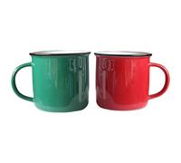 SKISUNO Lot de 2 Mugs Rétro en Émail Multifonctionnels, Facile à Nettoyer, Maison Restaurant, Gobelets à Boire Vintage et Élégants