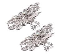 SKISUNO Lot de 2 Pinces à Cheveux Strassées Vintage Fleur, Taille Moyenne, Alliage de Zinc, pour Femmes et Filles, Usage Quotidien et Voyage, Griffe à Cheveux Rétro Blanche Brillante
