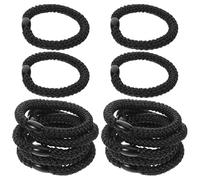 SKISUNO Lot de 30 élastiques tressés pour cheveux : noirs ultra-élastiques, antidérapants, pour queue de cheval, pour femmes, bracelets épais pour le sport