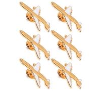 SKISUNO Lot de 6 Mini Épingles de Revers Avion Classiques en Métal Argenté, Broches Polyvalentes pour Costume et Robe, Accessoires Élégants pour Paquet et Tenues Formelles
