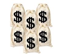 SKISUNO Lot de 6 Paquet Présents en Coton 17x24 Cm à Cordon Imprimé Symbole, Accessoires de Fête Cosplay Pirate Voleur Cowboy, Pochettes Transport et Décoration Anniversaire