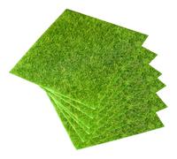 SKISUNO Lot de 6 Tapis en Gazon Synthétique Vert Réaliste en Pvc pour Décoration Micro Paysage Intérieur Compact et Résistant Style Rustique