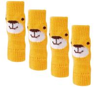 SKISUNO Manchon de Protection pour Patte de Chien, Compression, 4 Pièces | Coton Jaune, Soutien Articulaire et Récupération, Usage Voyage et Balades Hivernales, pour Surfaces Rugueuses