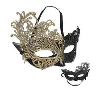 SKISUNO Masque Demi-visage Élégant avec Sangle Élastique en Polyester et Plastique Doré Style Vintage et Moderne pour Bal Masqué et Carnavals pour Femmes