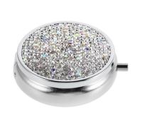 SKISUNO Mini Pilulier de Voyage en Métal Rond avec Compartiments Étanches et Ornements, Boîte Portable Élégante et Bijoux, pour Déplacements Quotidiens