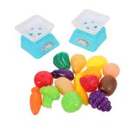 SKISUNO Miniature Kitchen Playset with Realistic Fake Fruits Vegetables and Mini Weighing Scale for Educational Grocery Store Role Play and Pretend Cooking